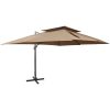 Frihängande trädgårdsparasoll med ventilation taupe 400x300 cm vidaXL 300 x 400 cm – miniatyr 1