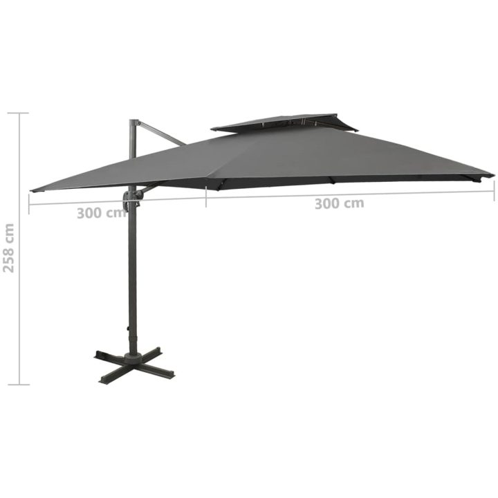 Frihängande trädgårdsparasoll ventilation antracit vidaXL 300 x 300 cm – bild 9