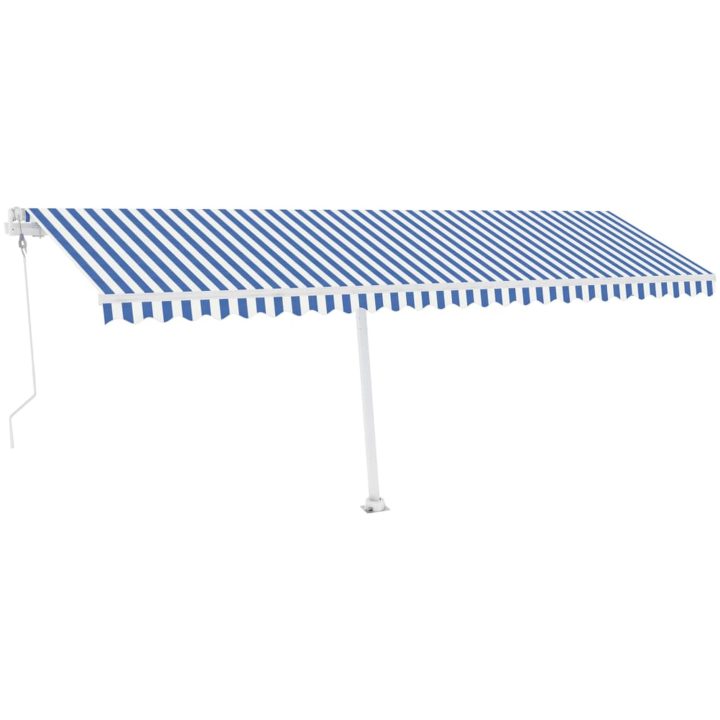 Fristående automatisk markis blå/vit vidaXL 600 x 300 cm – bild 2