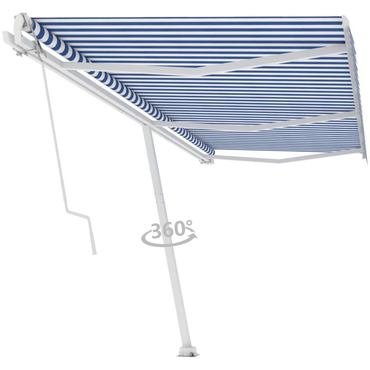 Fristående automatisk markis blå/vit vidaXL 600 x 300 cm – bild 3
