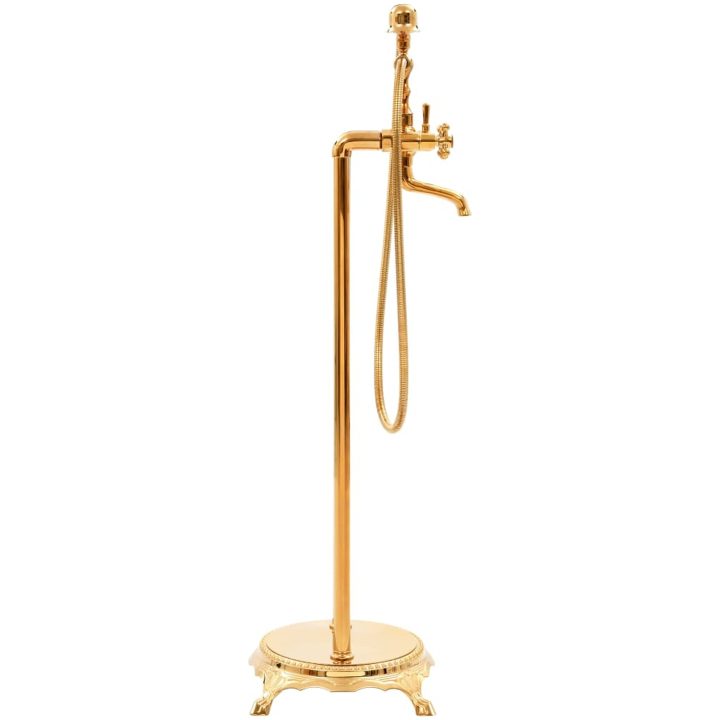 Fristående badkarsblandare rostfritt stål 99,5 cm guld vidaXL – bild 3