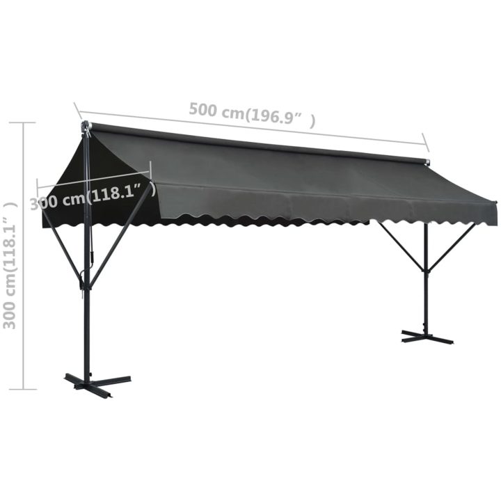 Fristående markis antracit vidaXL 5 x 3 m – bild 8