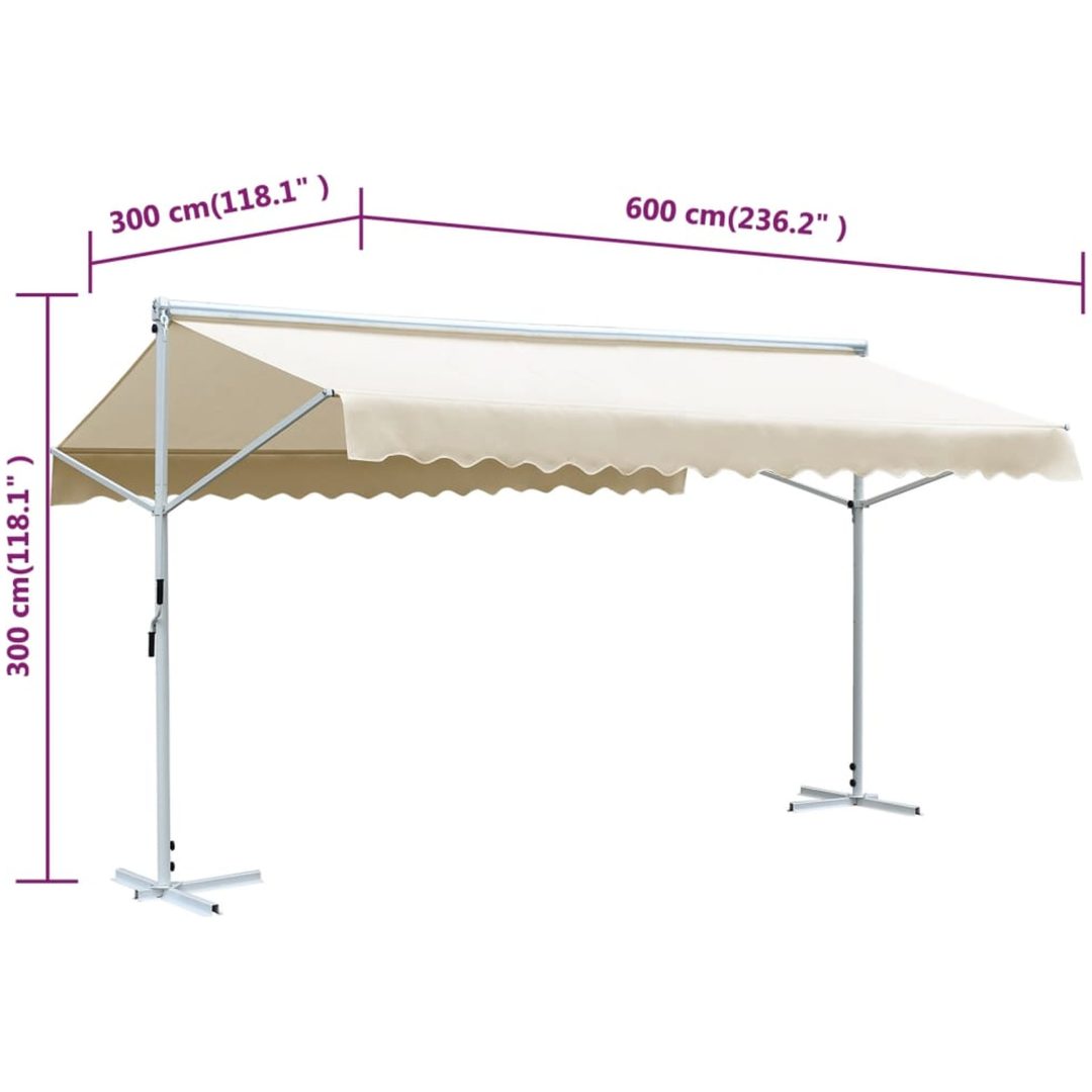 Fristående markis gräddvit vidaXL 6 x 3 m – bild 10