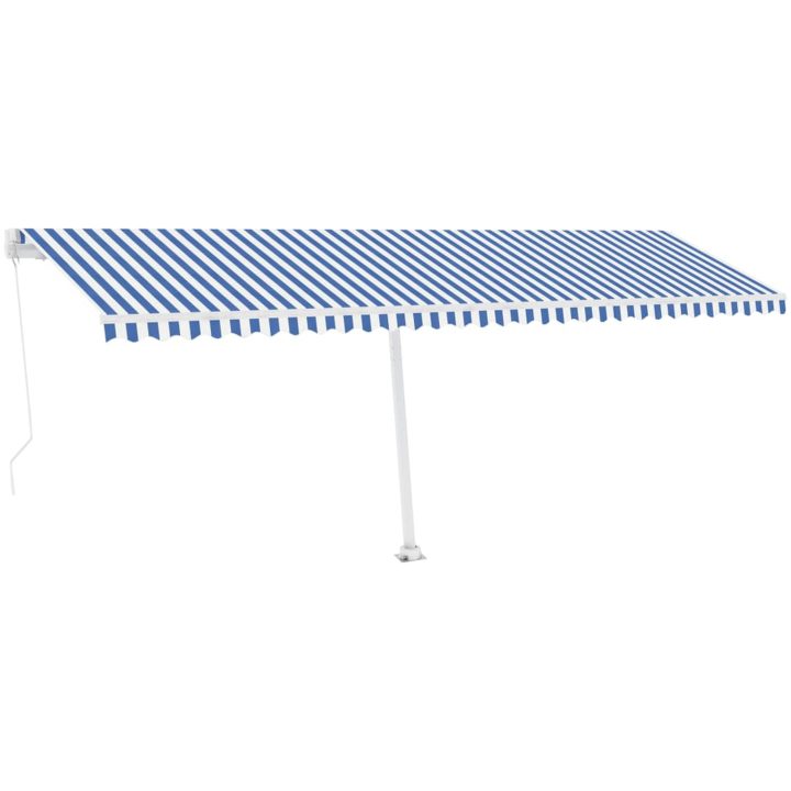 Fristående markis manuellt infällbar blå/vit vidaXL 600 x 300 cm – bild 2