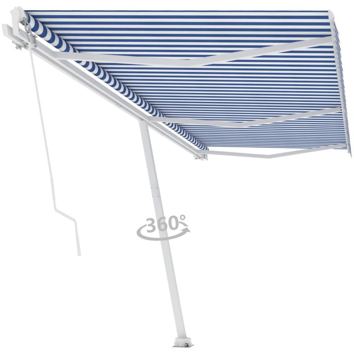 Fristående markis manuellt infällbar blå/vit vidaXL 600 x 300 cm – bild 3