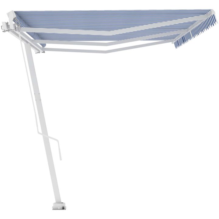 Fristående markis manuellt infällbar blå/vit vidaXL 600 x 300 cm – bild 6