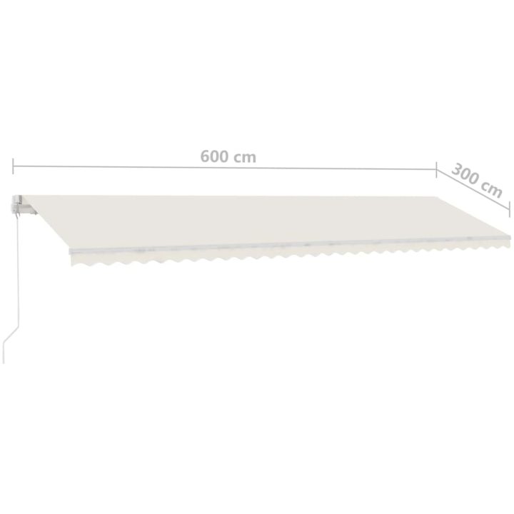 Fristående markis manuellt infällbar gräddvit vidaXL 600 x 300 cm – bild 12
