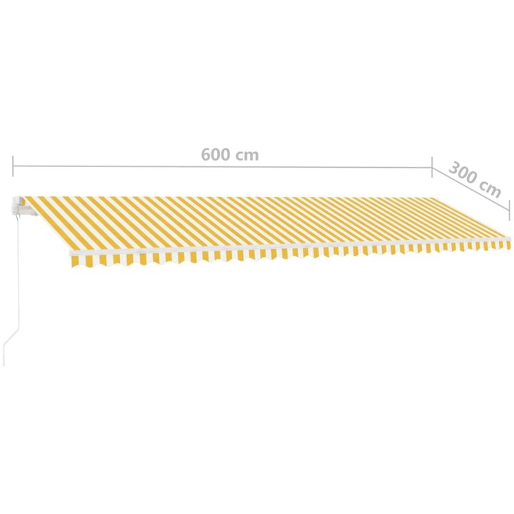 Fristående markis manuellt infällbar gul/vit vidaXL 600 x 300 cm – bild 12