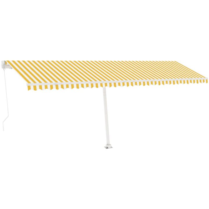 Fristående markis manuellt infällbar gul/vit vidaXL 600 x 300 cm – bild 3