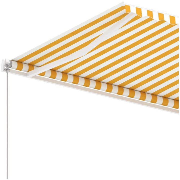 Fristående markis manuellt infällbar gul/vit vidaXL 600 x 300 cm – bild 7