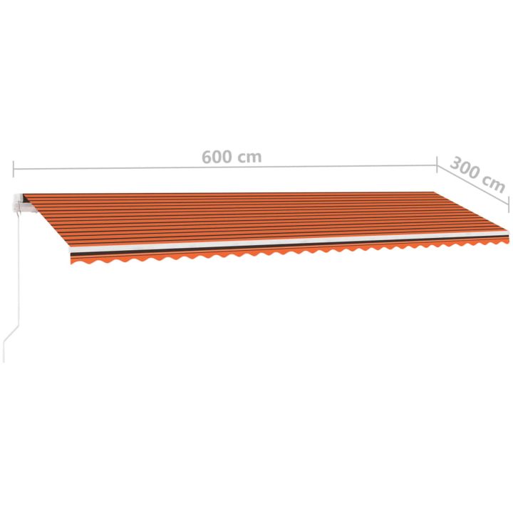 Fristående markis manuellt infällbar orange/brun vidaXL 600 x 300 cm – bild 12