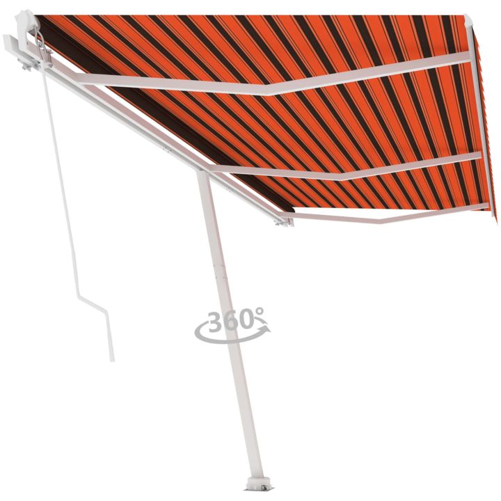 Fristående markis manuellt infällbar orange/brun vidaXL 600 x 300 cm – bild 3