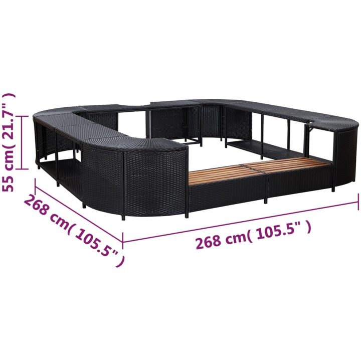 Fyrkantig poolkant svart 268 x 268 x 55 cm konstrotting vidaXL – bild 6