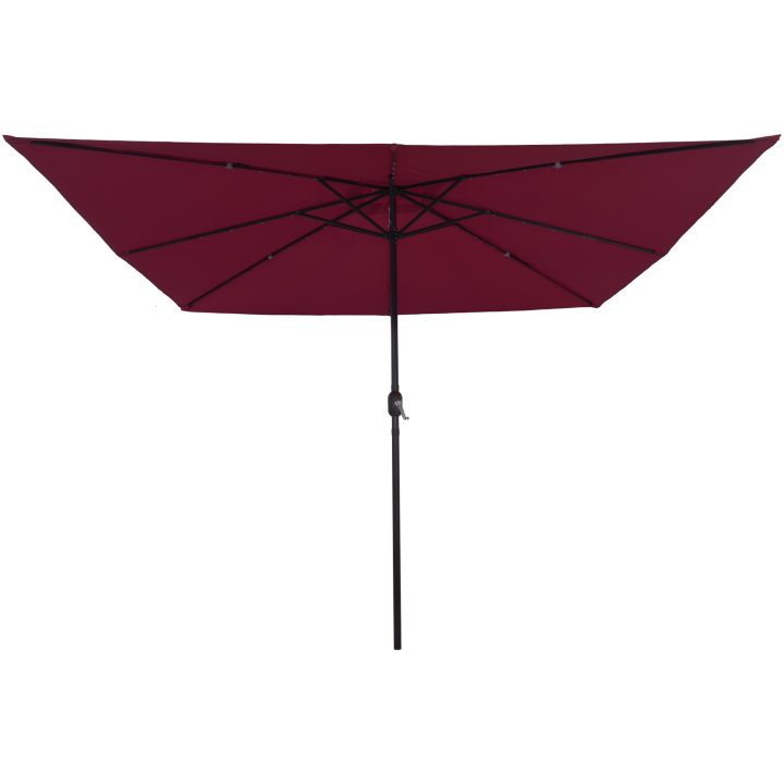 Fyrkantig Trädgårdsparasol med LED-lampor 295x245 cm Bordeauxröd vidaXL Large – bild 4