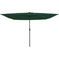 Fyrkantig Trädgårdsparasol med LED-lampor 295x245 cm Grön vidaXL