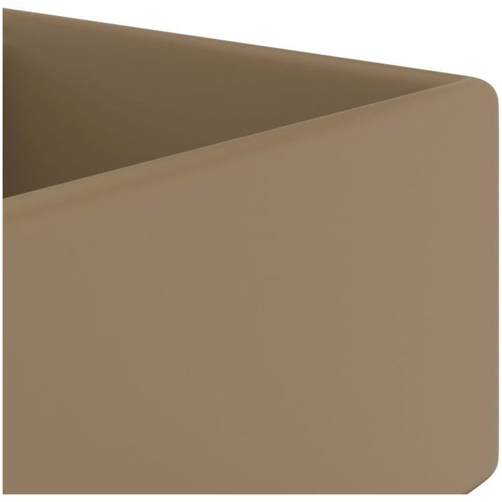 Fyrkantigt handfat bräddavlopp matt gräddvit 41x41 cm keramik vidaXL – bild 4