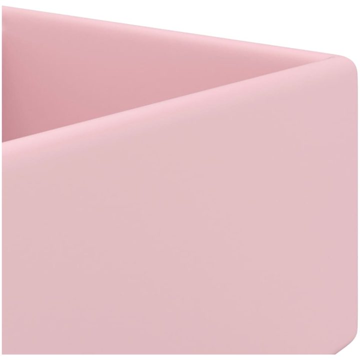Fyrkantigt handfat bräddavlopp matt rosa 41x41 cm keramik vidaXL – bild 4