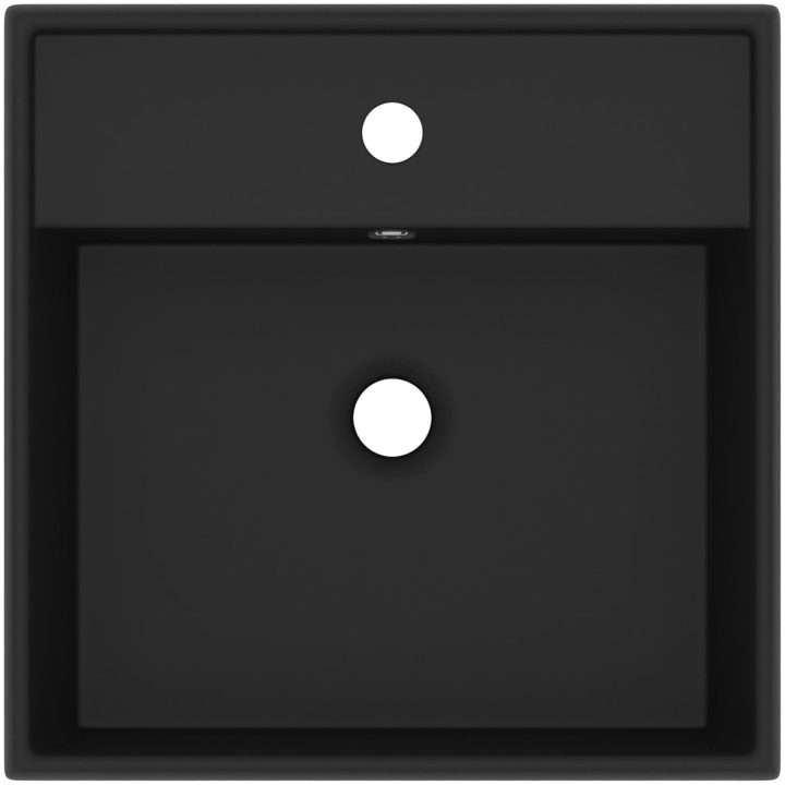 Fyrkantigt handfat bräddavlopp matt svart 41x41 cm keramik vidaXL – bild 3