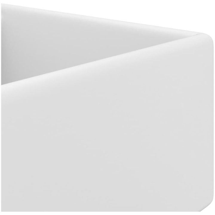 Fyrkantigt handfat bräddavlopp matt vit 41x41 cm keramik vidaXL – bild 4