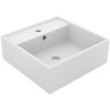 Fyrkantigt handfat bräddavlopp matt vit 41x41 cm keramik vidaXL – miniatyr 1