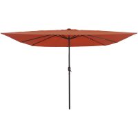 Fyrkantigt Trädgårdsparaply med LED-lampor 295x245 cm Terrakotta vidaXL