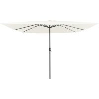 Fyrkantigt Trädgårdsparasol med LED-lampor 295x245 cm Sandvit vidaXL