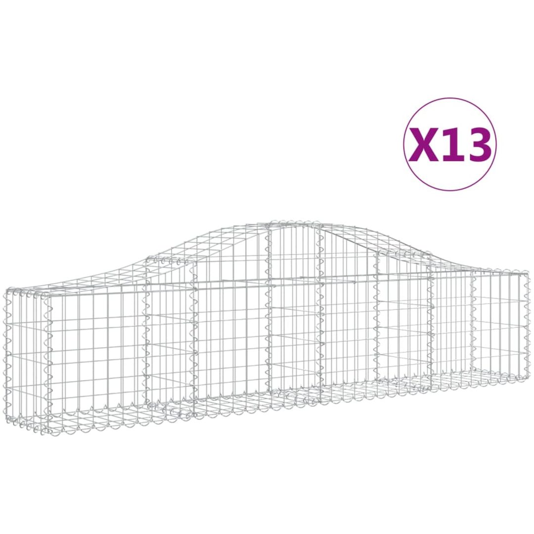 Gabion bågformad 13 st galvaniserat järn vidaXL 200 x 30 x 40/60 cm – bild 2
