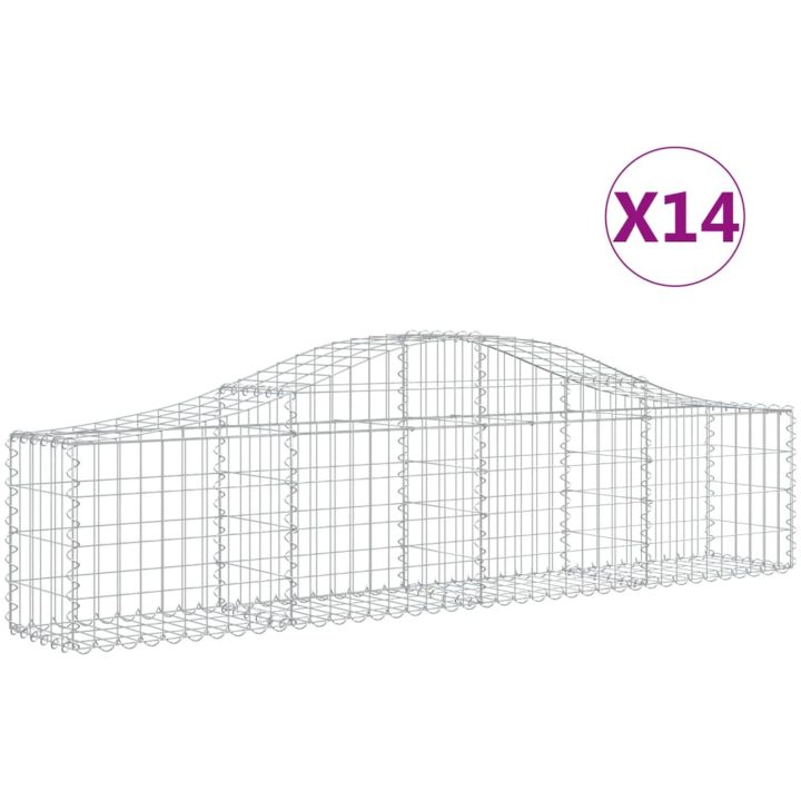 Gabion bågformad 14 st galvaniserat järn vidaXL 200 x 30 x 40/60 cm – bild 2