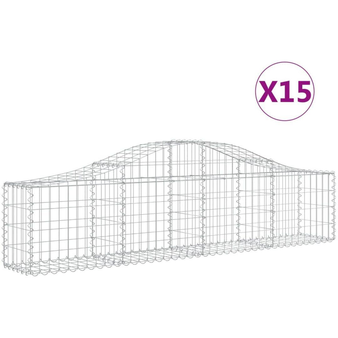 Gabion bågformad 15 st galvaniserat järn vidaXL 200 x 30 x 40/60 cm – bild 2