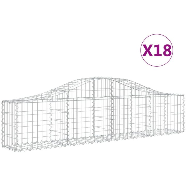 Gabion bågformad 18 st galvaniserat järn vidaXL 200 x 30 x 40/60 cm – bild 2