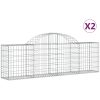 Gabion bågformad 2 st galvaniserat järn vidaXL 200 x 30 x 60/80 cm – miniatyr 2