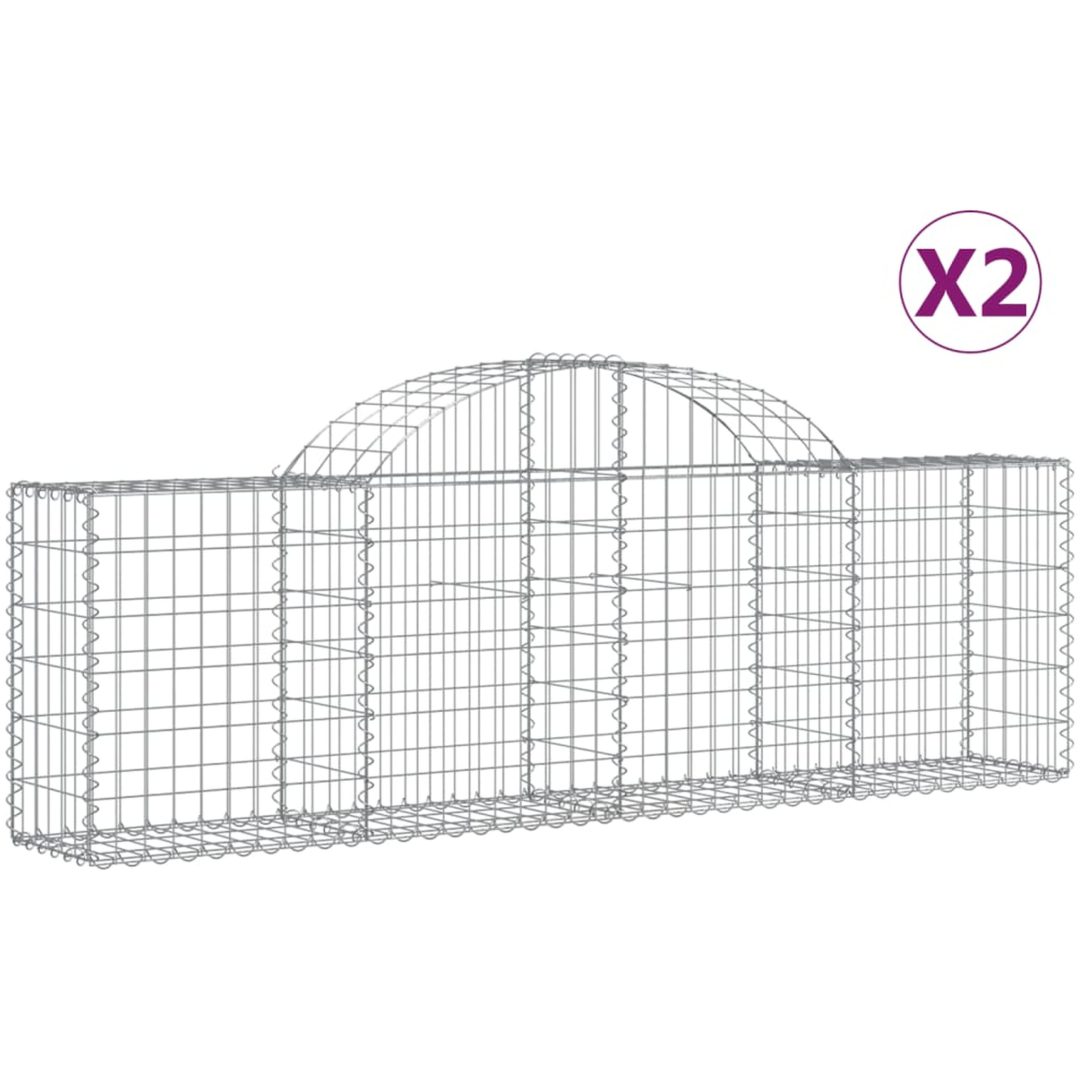Gabion bågformad 2 st galvaniserat järn vidaXL 200 x 30 x 60/80 cm – bild 2