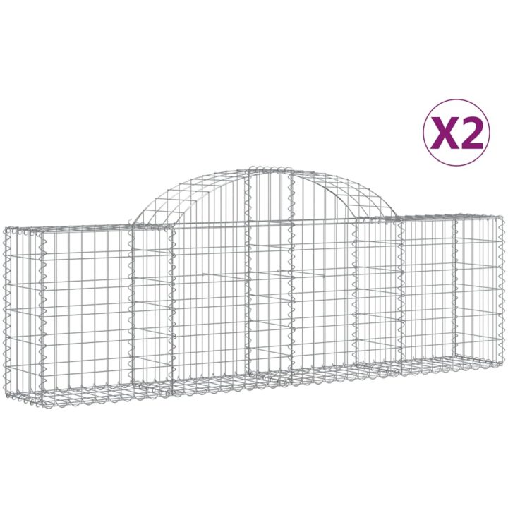 Gabion bågformad 2 st galvaniserat järn vidaXL 200 x 30 x 60/80 cm – bild 2