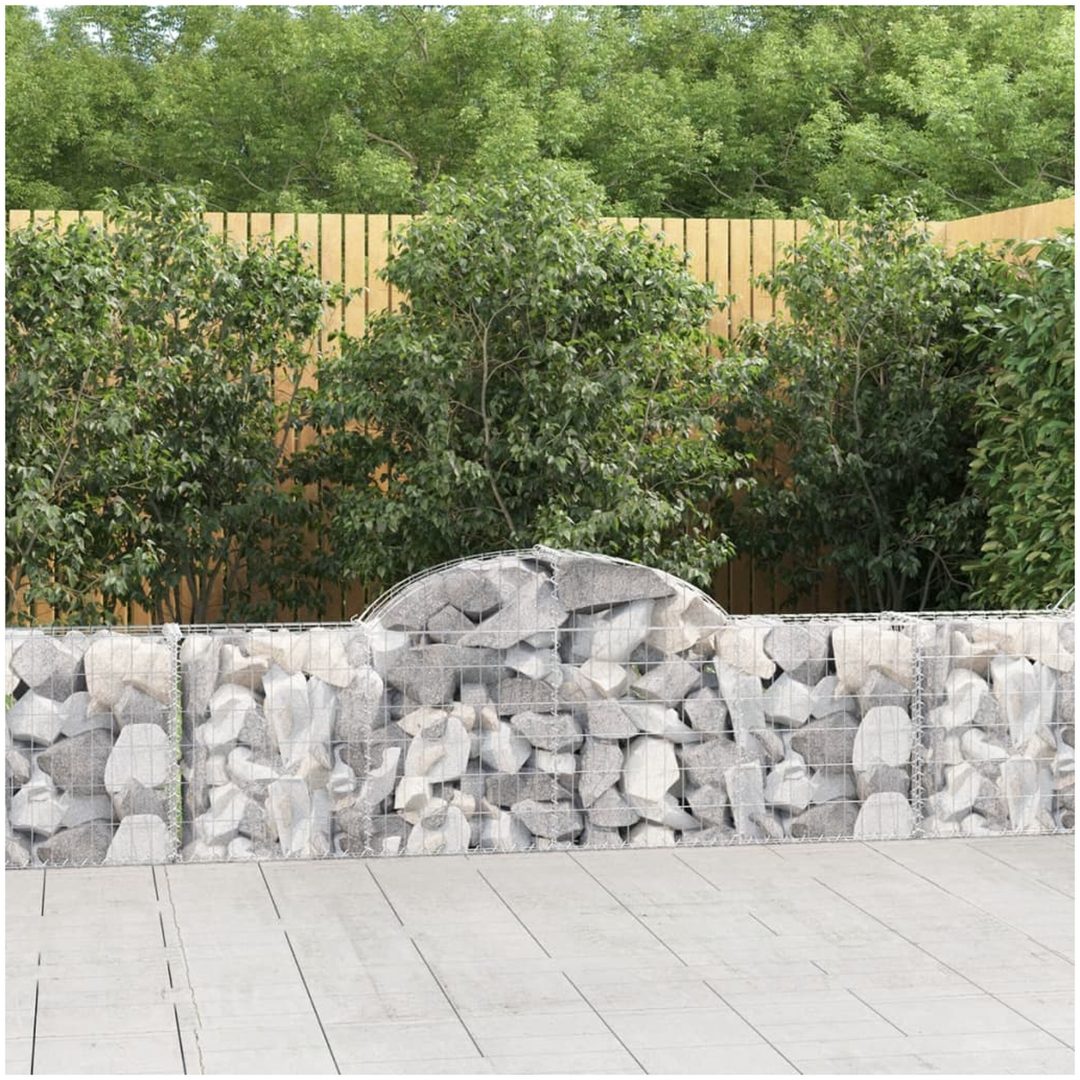 Gabion bågformad 2 st galvaniserat järn vidaXL 200 x 30 x 60/80 cm