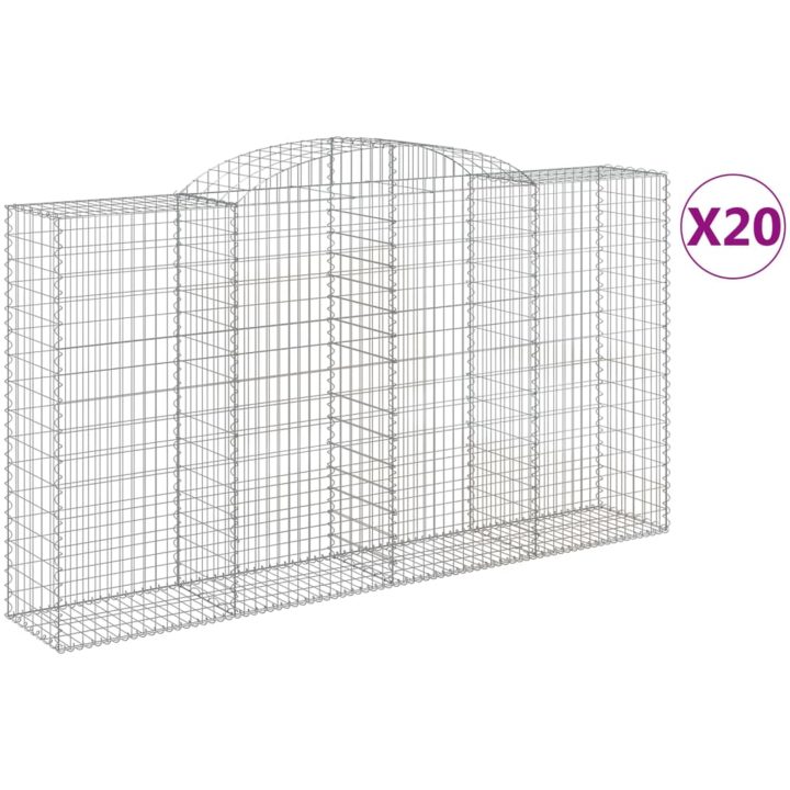 Gabion bågformad 20 st galvaniserat järn vidaXL 300 x 50 x 160/180 cm – bild 2