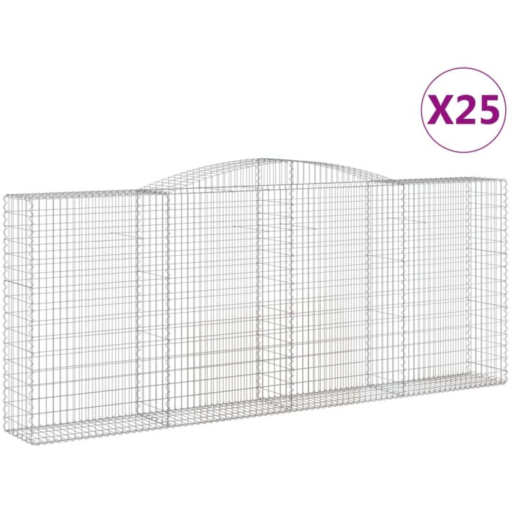 Gabion bågformad 25 st galvaniserat järn vidaXL 400 x 50 x 160/180 cm – bild 2