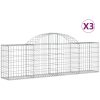 Gabion bågformad 3 st galvaniserat järn vidaXL 200 x 30 x 60/80 cm – miniatyr 2