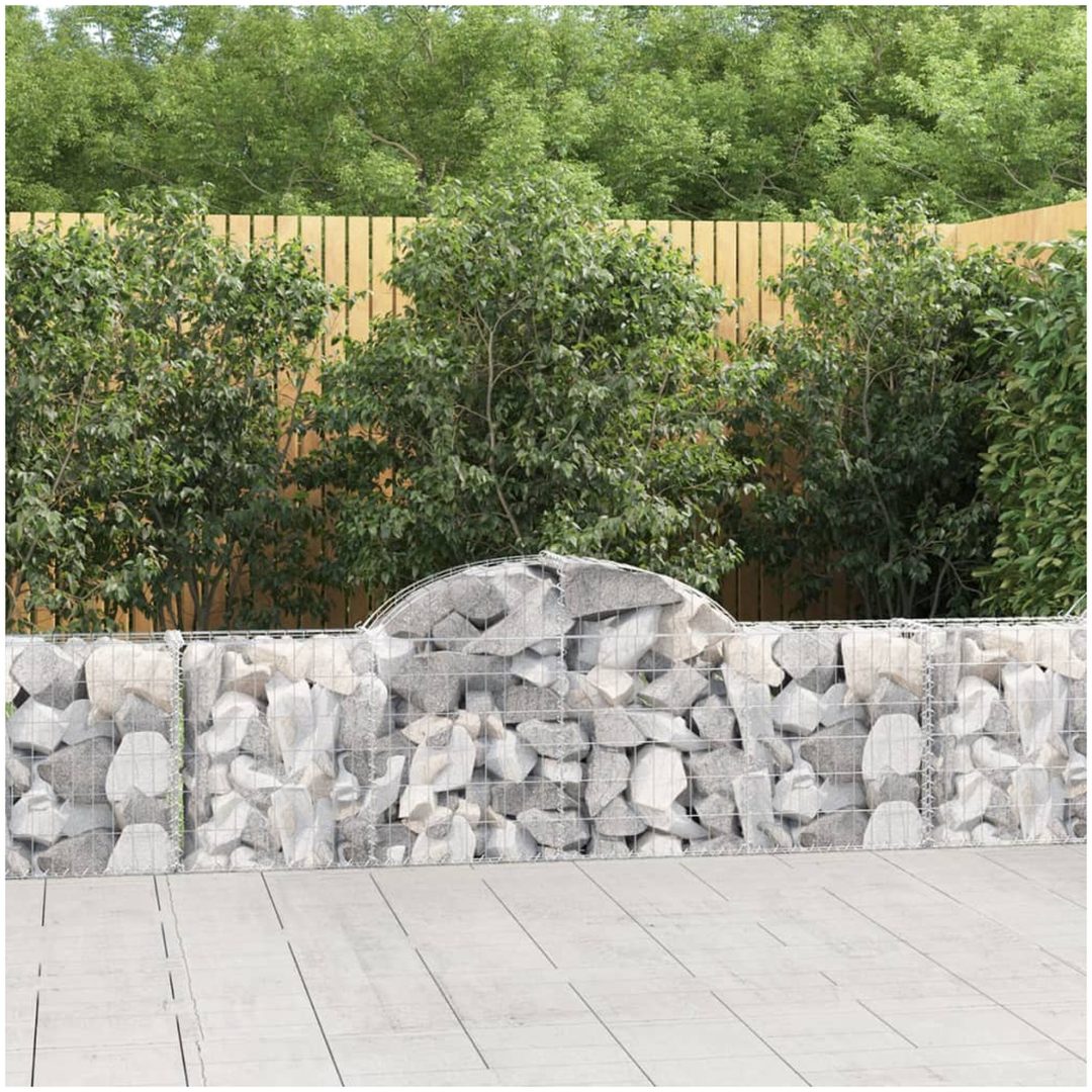 Gabion bågformad 3 st galvaniserat järn vidaXL 200 x 30 x 60/80 cm