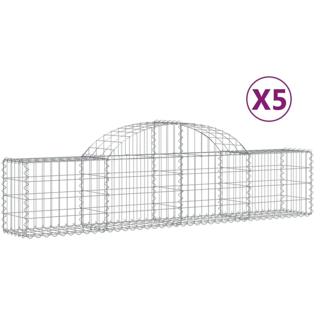 Gabion bågformad 5 st galvaniserat järn vidaXL 200 x 30 x 40/60 cm – bild 2