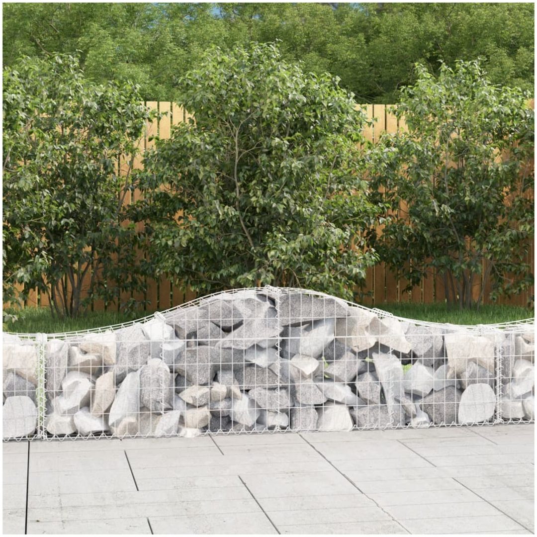 Gabion bågformad 6 st galvaniserat järn vidaXL 200 x 30 x 40/60 cm
