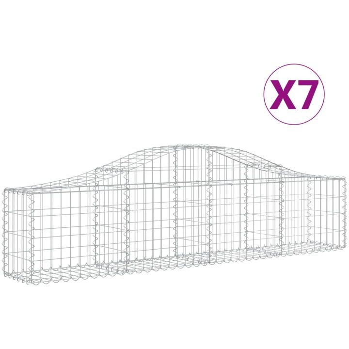 Gabion bågformad 7 st galvaniserat järn vidaXL 200 x 30 x 40/60 cm – bild 2