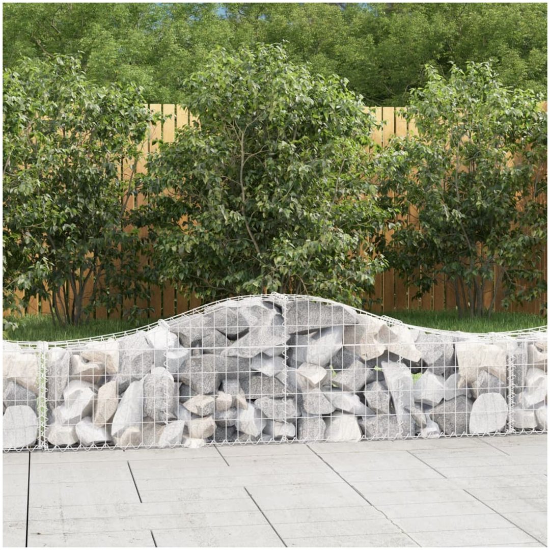 Gabion bågformad 7 st galvaniserat järn vidaXL 200 x 30 x 40/60 cm
