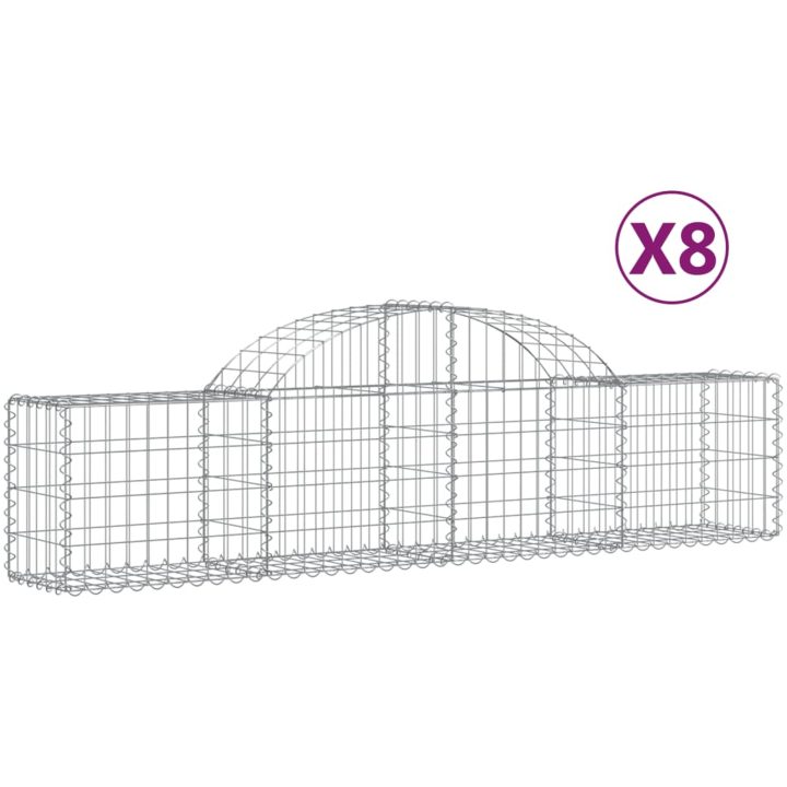 Gabion bågformad 8 st galvaniserat järn vidaXL 200 x 30 x 40/60 cm – bild 2