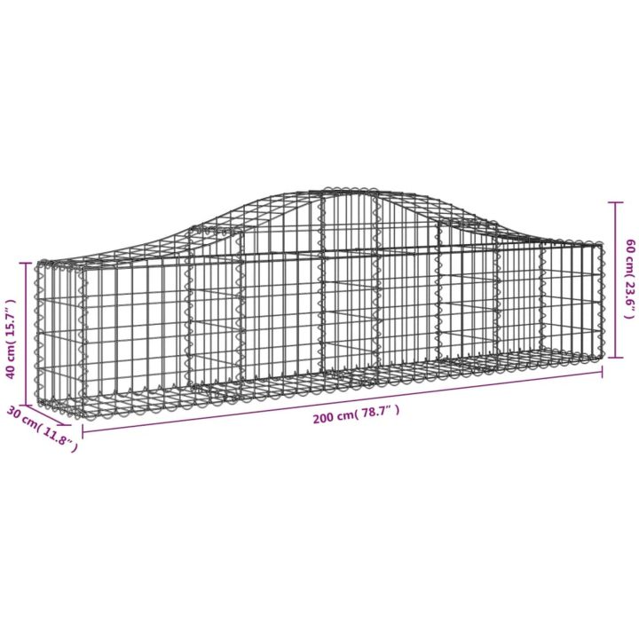 Gabion bågformad 9 st galvaniserat järn vidaXL 200 x 30 x 40/60 cm – bild 6