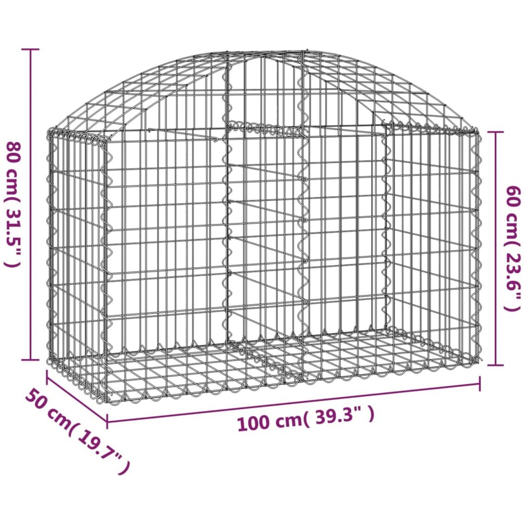 Gabion bågformad galvaniserat järn vidaXL 100 x 50 x 60/80 cm – bild 5
