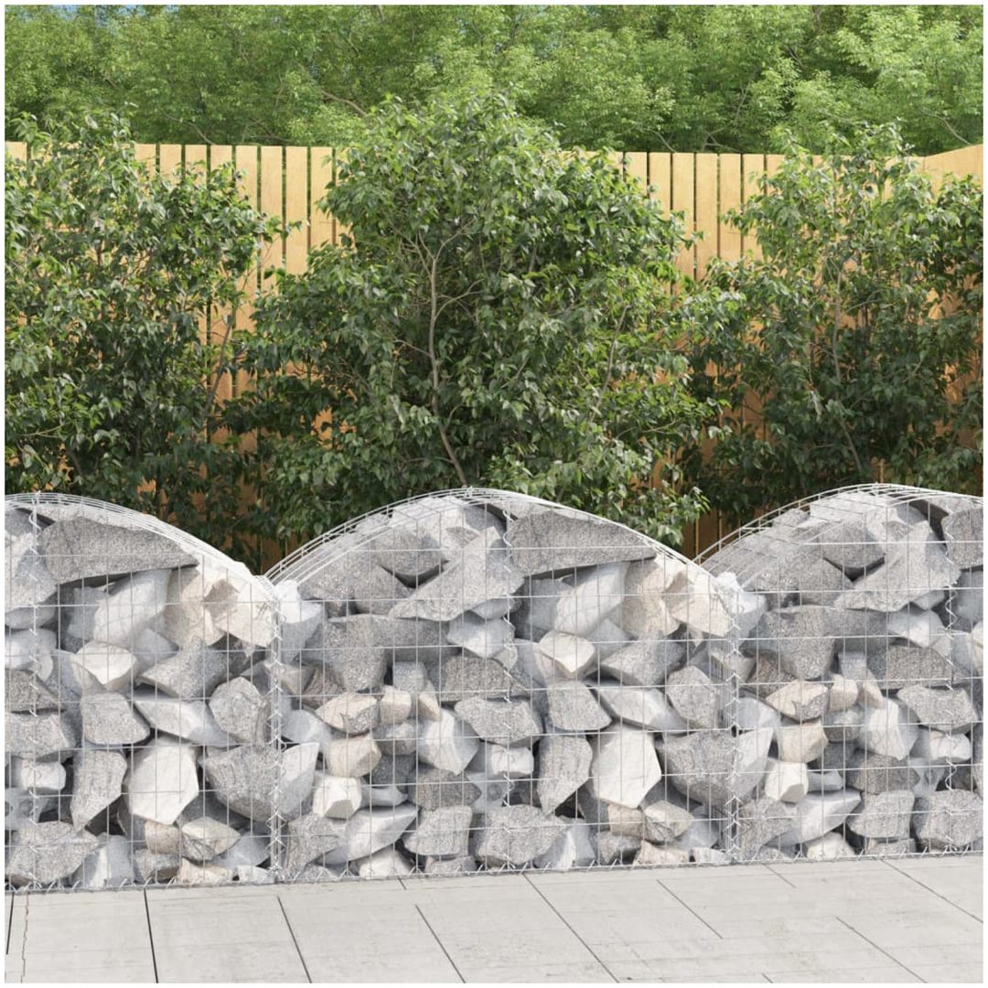 Gabion bågformad galvaniserat järn vidaXL 100 x 50 x 60/80 cm
