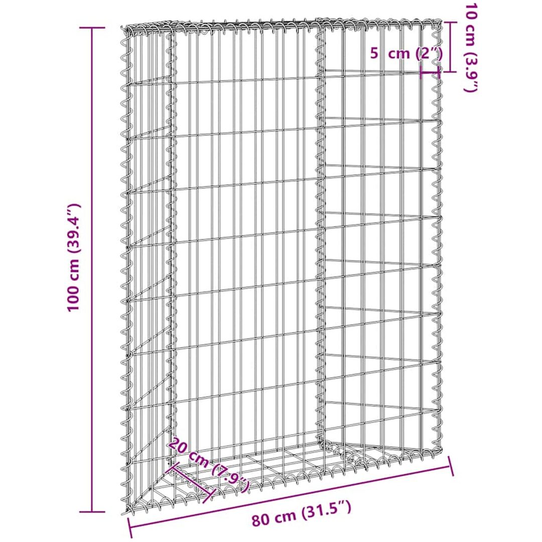Gabion trapets upphöjd galvaniserat stål vidaXL 80 x 20 x 100 cm – bild 10