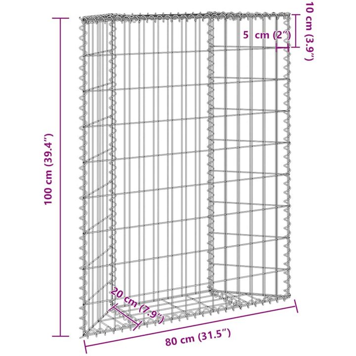 Gabion trapets upphöjd galvaniserat stål vidaXL 80 x 20 x 100 cm – bild 10