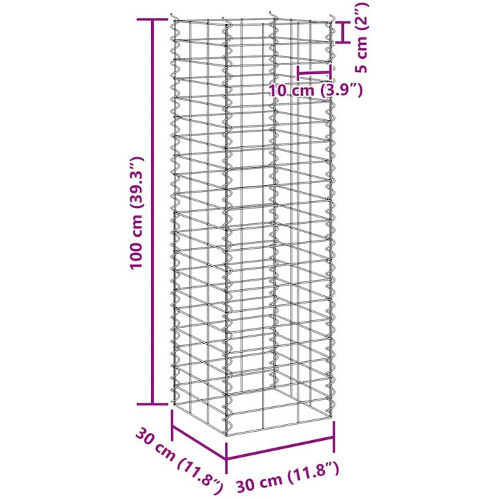 Gabioner 3 st 30x30x100 cm järn vidaXL 30 x 30 x 100 cm (3 st) – bild 9