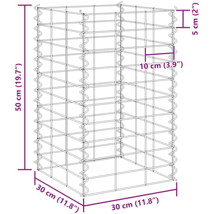 Gabioner 3 st 30x30x50 cm järn vidaXL 30 x 30 x 50 cm (3 pcs) – bild 9